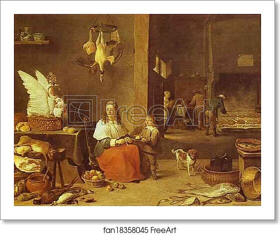 Free art print of Kitchen Scene by David Teniers The Younger Free art print of Kitchen Scene by David Teniers The Younger