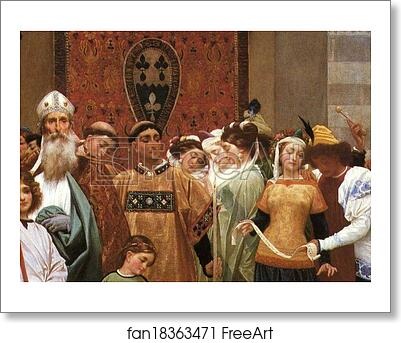 Free art print of Cimabue's Celebrated Madonna is Carried in Procession through the Streets of Florence; in front of the Madonna, and Crowned with Laurels, walks CImabue Himself, with his Pupil Giotto; behind It Arnolfo Di Lapo, Gaddo Gaddi, Andrea Tafi, Niccola Pisano, Bu by Frederick Leighton