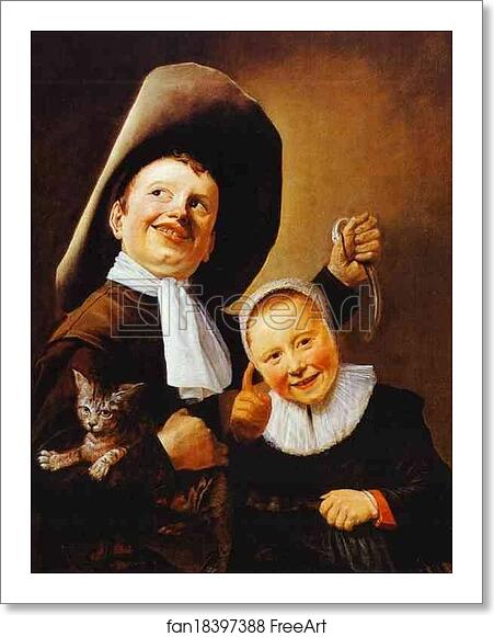 Free art print of A Boy and a Girl with a Cat and an Eel by Judith Leyster Free art print of A Boy and a Girl with a Cat and an Eel by Judith Leyster