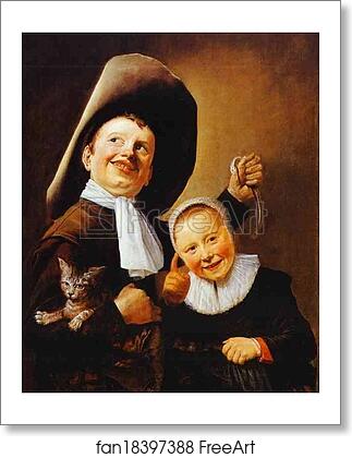 Free art print of A Boy and a Girl with a Cat and an Eel by Judith Leyster