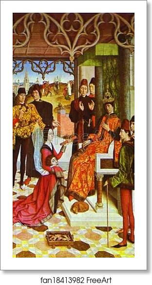Free art print of The Empress's Ordeal by Fire in front of Emperor Otto III by Dieric Bouts The Elder