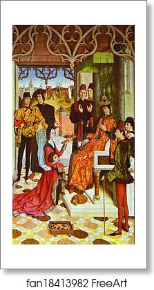 Free art print of The Empress's Ordeal by Fire in front of Emperor Otto III by Dieric Bouts The Elder