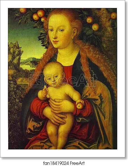 Free art print of Virgin and Child under an Apple Tree by Lucas Cranach The Elder