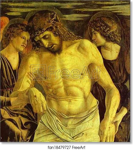 Free art print of Dead Christ Between Two Angels (Panel of St. Vincent Ferrar Polyptych) by Giovanni Bellini