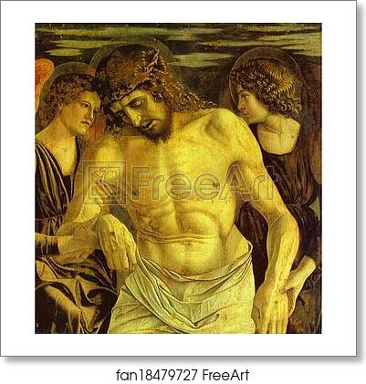 Free art print of Dead Christ Between Two Angels (Panel of St. Vincent Ferrar Polyptych) by Giovanni Bellini