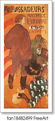 Free art print of Les Ambassadeurs: Aristide Bruant and His Cabaret by Henri De Toulouse-Lautrec