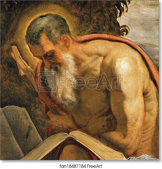 Free art print of Saint Jerome in the Wilderness. Detail by Jacopo Robusti, Called Tintoretto