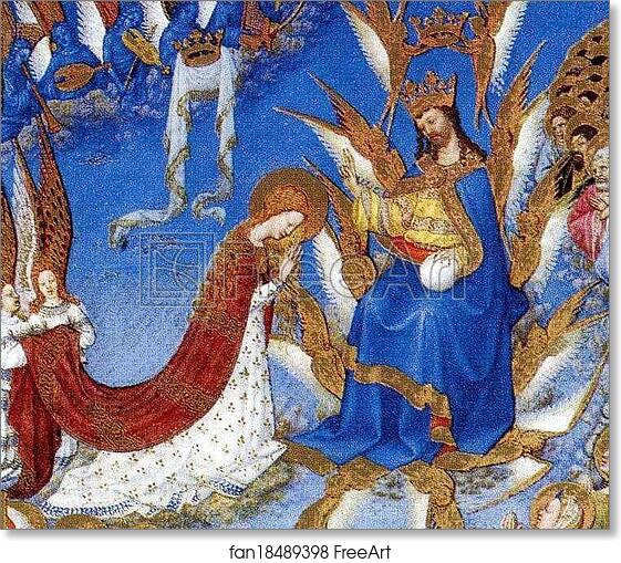 Free art print of Les trÄ�s riches heures du Duc de Berry. Coronation of Mary. Detail by Limbourg Brothers