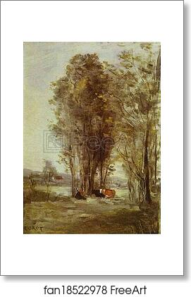Free art print of Landscape with Cows by Jean-Baptiste-Camille Corot