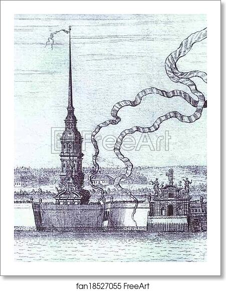 Free art print of View of St. Petersburg. Detail: SS. Peter and Paul Fortress, Bell-Tower of SS. Peter and Paul Cathedral by Alexey Zubov