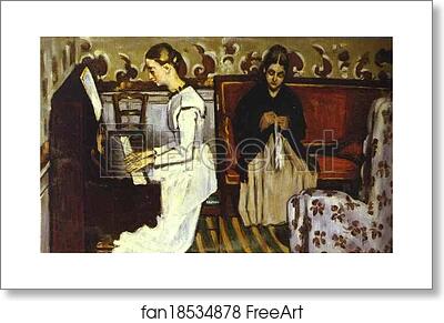 Free art print of Girl at the Piano (Overture to Tannhäuser). Portrait of the Artist's Sister and Mother by Paul Cézanne