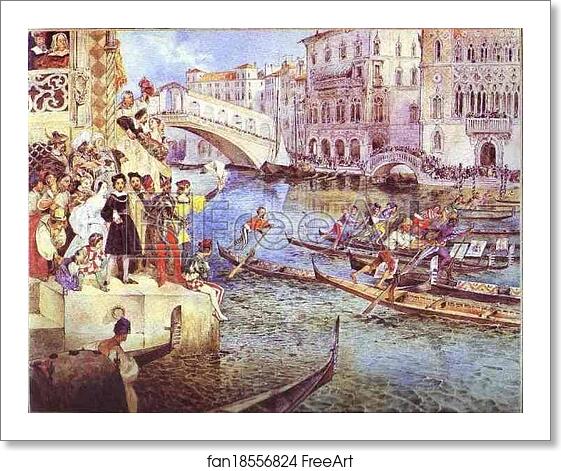 Free art print of Gondola Races on the Grand Canal in Venice by Grigory Gagarin Free art print of Gondola Races on the Grand Canal in Venice by Grigory Gagarin