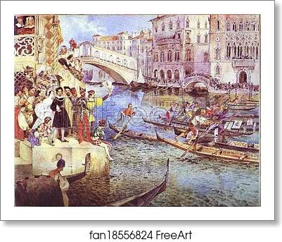 Free art print of Gondola Races on the Grand Canal in Venice by Grigory Gagarin
