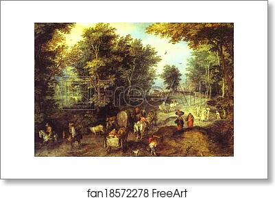 Free art print of Landscape with a Ford by Jan Brueghel The Elder