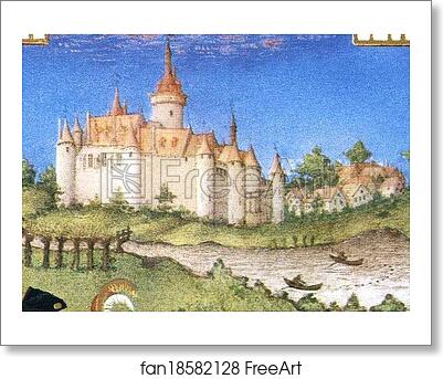 Free art print of Les trÄ�s riches heures du Duc de Berry. April. Chateau de Dourdan. Detail by Limbourg Brothers