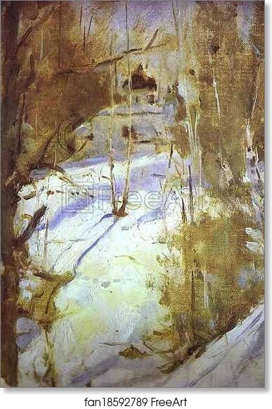 Free art print of Winter in Abramtsevo. The Church by Valentin Serov