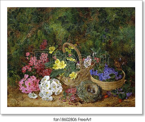 Free art print of Bird's Nest and Two Flower Baskets by George Clare