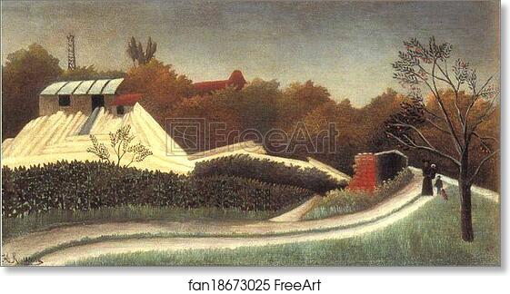 Free art print of Saw Mill, Outskirts of Paris by Henri Rousseau
