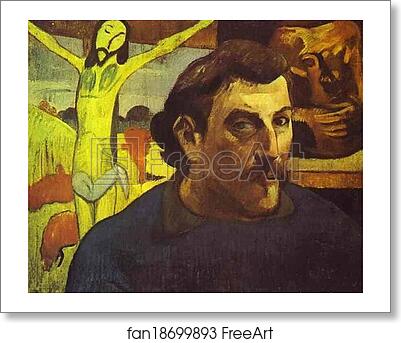 Free art print of Self-Portrait with Yellow Christ by Paul Gauguin