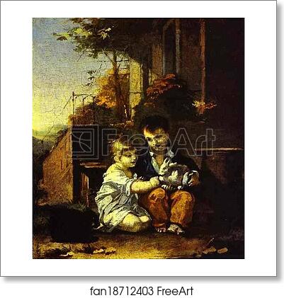 Free art print of Children with Rabbit by Pierre-Paul Prud'Hon