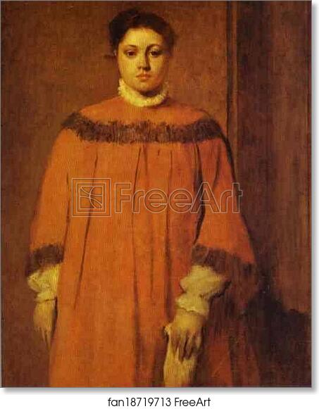 Free art print of Girl in Red by Edgar Degas