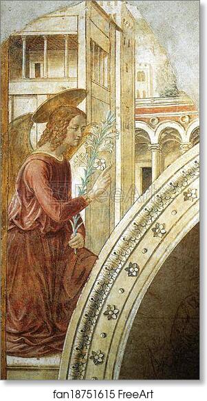 Free art print of Tabernacle of the Visitation: Annunciation: the Archangel Gabriel by Benozzo Gozzoli