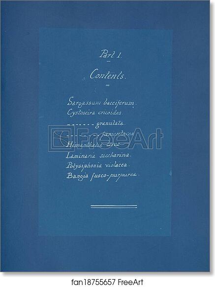 Free art print of Contents list by Anna Atkins