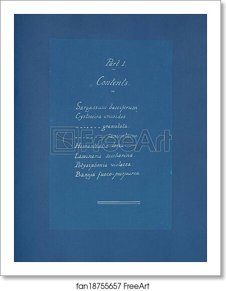 Free art print of Contents list by Anna Atkins Free art print of Contents list by Anna Atkins