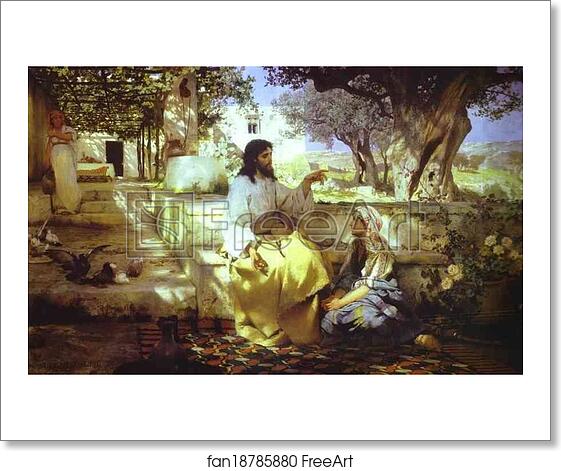 Free art print of Christ in the House of Martha and Mary by Henryk Hector Siemiradzki. 1886. Oil ...