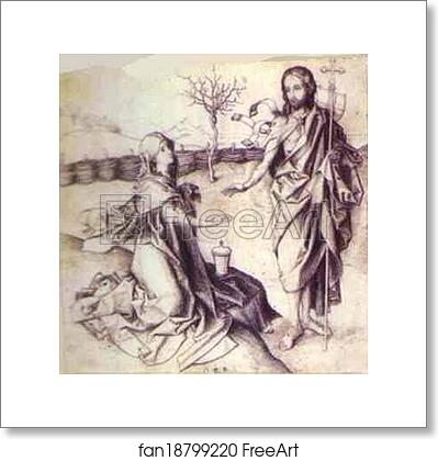 Free art print of Christ and Mary Magdalene by Martin Schongauer