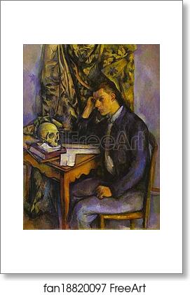 Free art print of Young Man with a Skull by Paul Cézanne