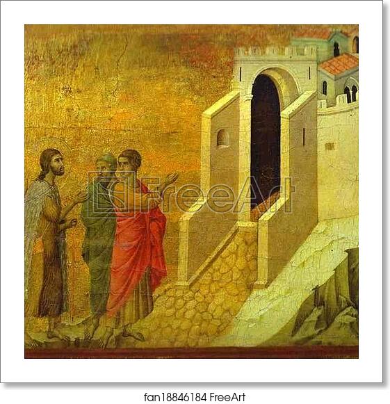 Free art print of Maestà (back, central panel) The Road to Emmaus by Duccio Di Buoninsegna Free art print of Maestà (back, central panel) The Road to Emmaus by Duccio Di Buoninsegna