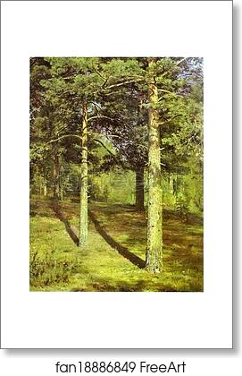 Free art print of Pine-Trees Lit Up by the Sun by Ivan Shishkin