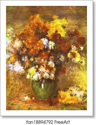 Free art print of Bouquet of Chrysanthemums by Pierre-Auguste Renoir