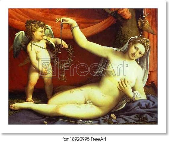Free art print of Venus and Cupid by Lorenzo Lotto