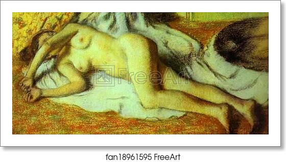 Free art print of Bather Streched Out on the Floor by Edgar Degas Free art print of Bather Streched Out on the Floor by Edgar Degas