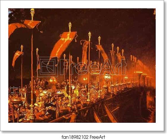 Free art print of London Bridge on the Night of the Wedding of the Prince and Princess of Wales by William Holman Hunt Free art print of London Bridge on the Night of the Wedding of the Prince and Princess of Wales by William Holman Hunt