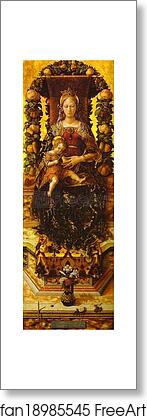 Free art print of Madonna of the Taper by Carlo Crivelli Free art print of Madonna of the Taper by Carlo Crivelli