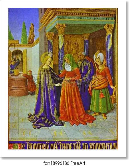 Free art print of Visitation. Miniature from the Book of Hours of Etienne Chevalier by Jean Fouquet