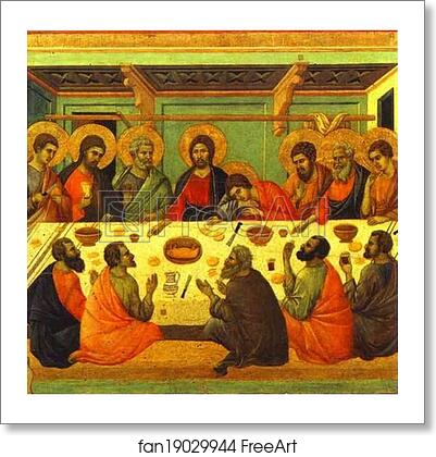 Free art print of Maestà (back, central panel) The Last Supper by Duccio Di Buoninsegna