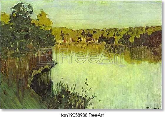 Free art print of Sunset over a Forest Lake by Isaac Levitan