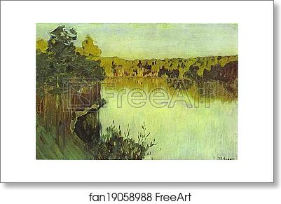 Free art print of Sunset over a Forest Lake by Isaac Levitan