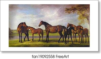 Free art print of Mares and Foals Disturbed by an Approaching Storm by George Stubbs