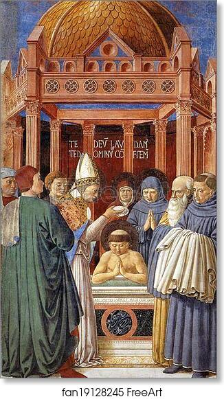 Free art print of Baptism of St. Augustine by Benozzo Gozzoli