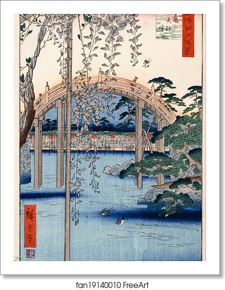 Free art print of No. 57, Grounds of Kameido Tenjin Shrine (from One Hundred Famous Views of Edo) by Utagawa Hiroshige Free art print of No. 57, Grounds of Kameido Tenjin Shrine (from One Hundred Famous Views of Edo) by Utagawa Hiroshige