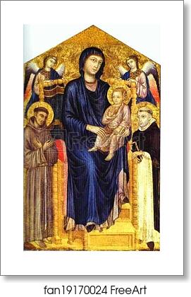 Free art print of Madonna and Child Enthroned with Two Angels and St. Francis and St. Dominic by Cimabue
