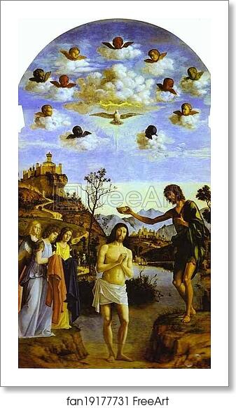 Free art print of Baptism of Christ in the Jordan by Giovanni Battista Cima, Called Cima Da Conegliano