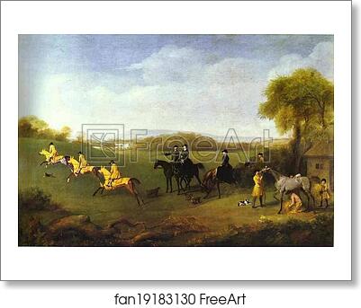 Free art print of Racehorses Belonging to the Duke of Richmond Exercising at Goodwood by George Stubbs