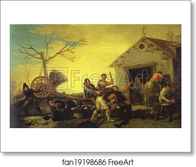 Free art print of Fight at the Cock Inn by Francisco De Goya Y Lucientes