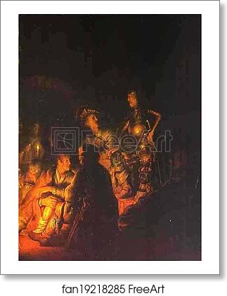 Free art print of Peter Denying Christ by Rembrandt Harmenszoon Van Rijn